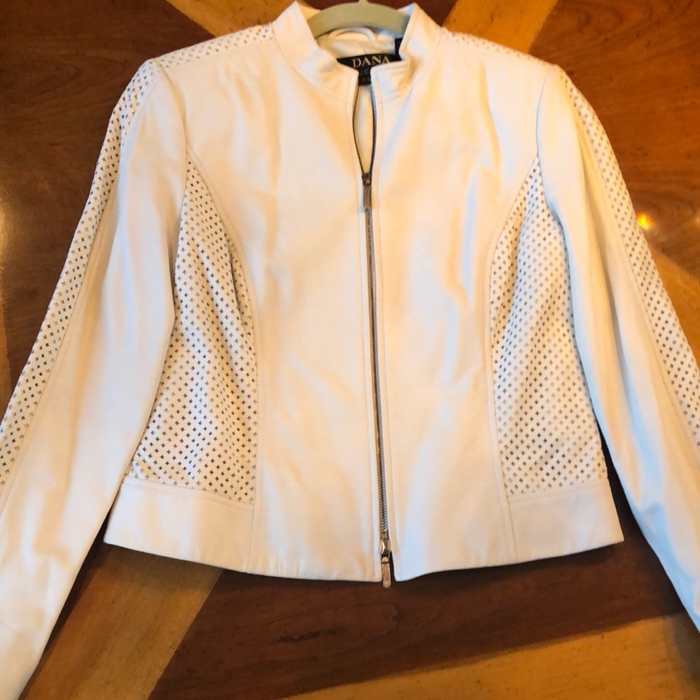 Dana Buchman White Leather Jacket Size Petite